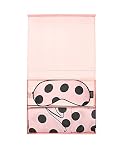 Victoria's Secret Signature Satin Pink Pillow Case & Eye Mask Gift Set (Pink W/Black Polka Dots)
