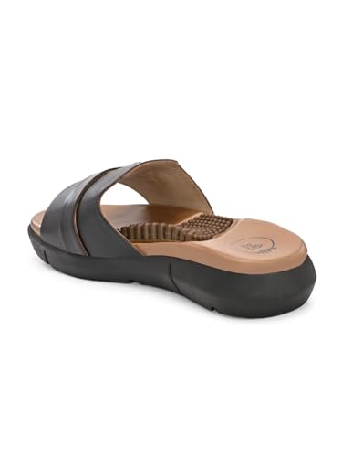 Image of egoss LADY BOSS Women's Leather Slippers | Slip-On Comfort Flats | Soft Cushioned Anti-Slip Lightweight Daily Wear Footwear for Women