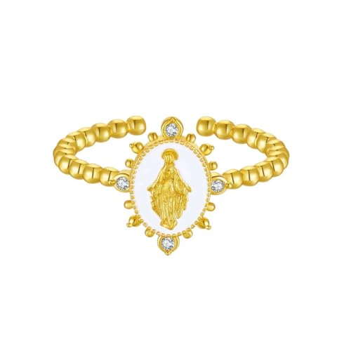 New 2025 Enamel Lady Lourdes Resizable Beads Ring 925 Sterling Silver Rings Anniversary Wedding Jewel Jewelry Findings Fashion Trendy Accessories Creative Gift