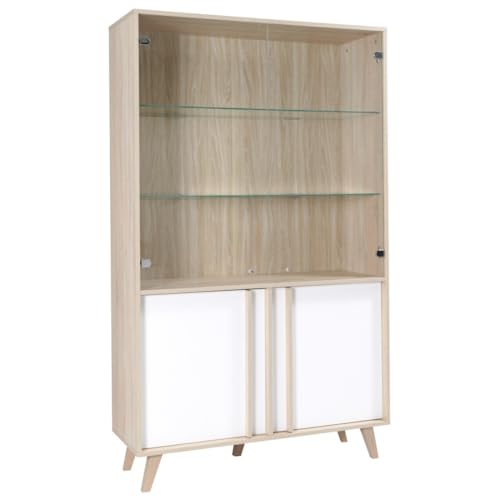 PRICE FACTORY just for you Vitrine, vaisselier, argentier Malmo Grand modèle + LED. Meuble Type SCANDINAVE idéal pour Votre Salle à Manger