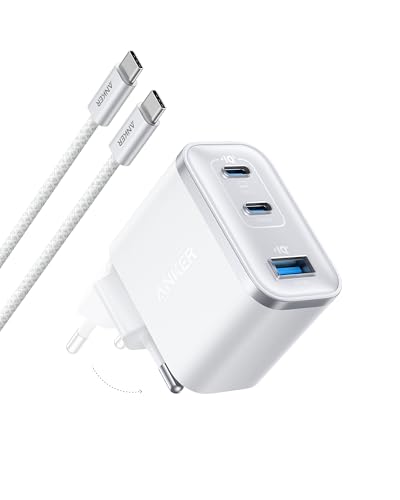 Anker Nano Cargador, Adaptador de Pared de 3 Puertos con Salida de 70 W, Compacto y Elegante, para iPhone 17/17 Pro MAX 16/15/14 iPhone Air, MacBook Air, iPad, Pixel, Galaxy y Más