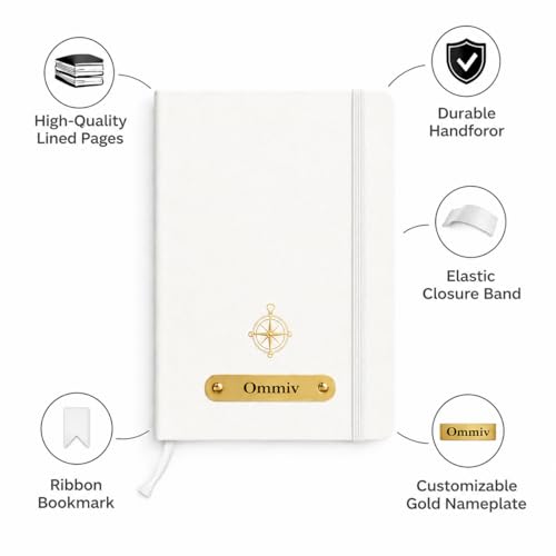Image of Personalized A5 Leather Diary with Premium Pen | Custom Name Engraved Notebook Gift Set | 180 Pages Journal for Office, Students & Gifting | Elegant Business & Corporate Gift (White)