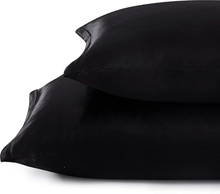 Luxury 2 Pack Zippered Satin Toddler Pillowcaes, 14x 20 Inches, Luxury and Silky Soft Travel Zip Pillow Cases (14x20 Inch (Pack of 2), Black)