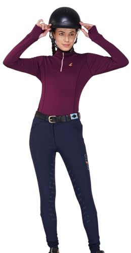 Preto Thermo-T-Shirt, 1/4-Reißverschluss, langärmelig, für Damen, Reiter-Baselayer,...