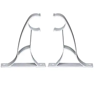 Generic 2pcs Metal Curtain Drapery Rod Bracket fits 25mm Drape Rods - White