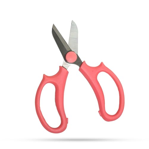 Image of Anandi Green's 5 Stainless Steel Scissors Pointed Tip with Shock Proof Body Ergonomic & Soft Handles for Easy Handling Red Scissor with Cap