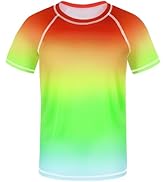 DRONIRING Boys' Rash Guard Swim Shirt, UPF 50+ Sun Protection Short Sleeve, Kids Youth Water Shir...