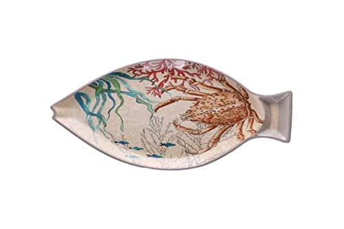 Nador Sea Life Set de 2 assiettes à poisson 100% mélamine 33 x 23 cm dans une boîte cadeau