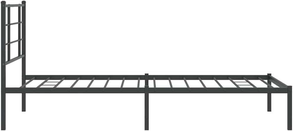 Bed Frame Black Powder-Coated Steel Twin Size Platform Bed Frame with Headboard and Storage Space Modern Minimalist Sturdy Durable Furniture for Bedroom Mattress Support