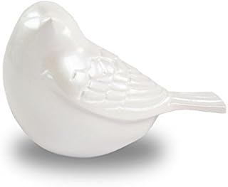 Songbird Bronze Memorial Keepsake for Sharing - Extra Small - Holds Up to 5 Cubic Inches of Ashes - Pearl White Cremation Keepsake for Ashes - Engraving Sold Separately