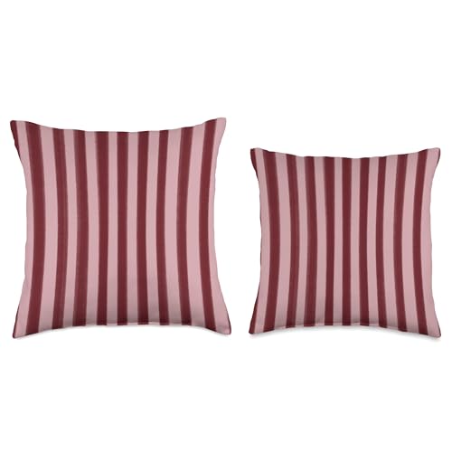 Classic Maroon Red Stripes on Pink Throw Pillow by Preppy Aesthetic - Used condition - Image 3