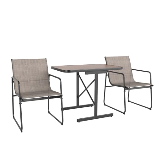 Conjunto de jardín de 3 piezas con mesa de comedor rectangular y dos sillones 2