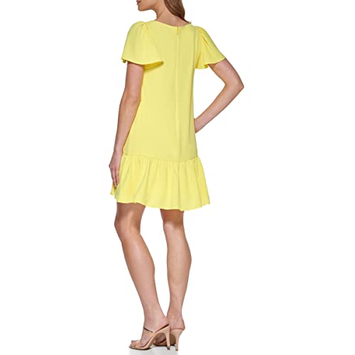 Image of DKNY Women's Flowy Short Sleeve Ruffle Hem Dress