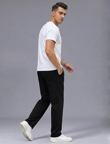 Image of Paralians Men's Polyester Straight Fit Track Pants with Flexi Waistband, Stretchable Mid-Rise Joggers for Sports, Gym & Casual Wear Pants Men