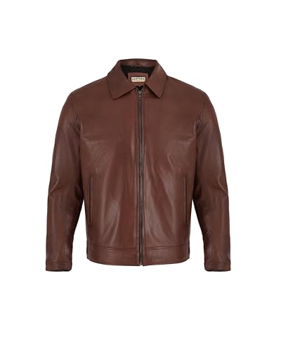 Image of Classic Polo Collar Leather Jacket Men-Work Jackets Turndown Collar Business Casual