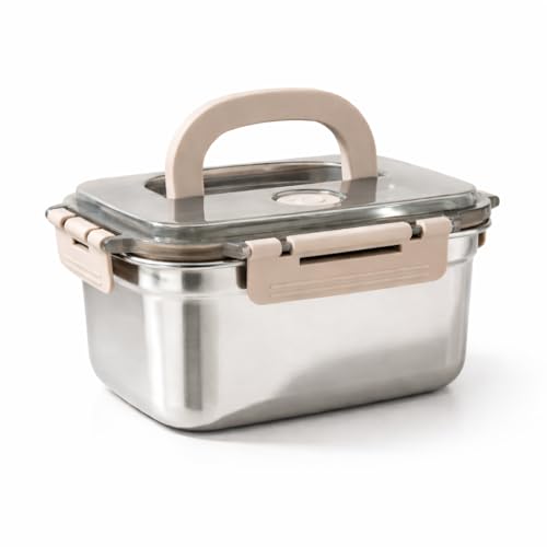 Image of Stainless Steel 1500ml Food Storage Container /Bento Lunch Box with Airtight Lid & Handle | Leakproof, Fridge & Freezer Safe Meal Prep Container for Fruits, Vegetables, Meat & Leftovers
