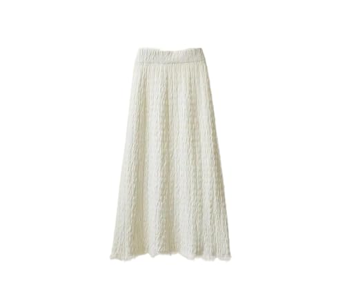 Women Knit Midi Skirt High Waist A Line Slimming Flowy Fringe Long Skirt