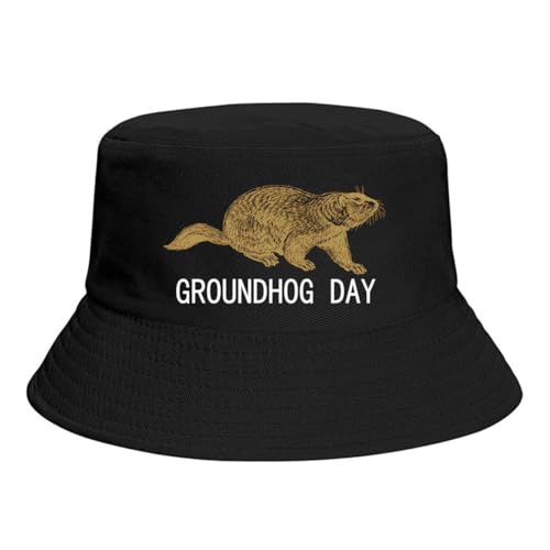 Groundhog Day in The United States Bucket Hat Unisex Cotton Four Seasons Travel Bucket Beach Sun Hat Outdoor Cap Short Brim Visor Cotton Bucket Fashion Fisherman's Hat
