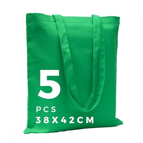 POLHIM Bolsas de tela premium Bolsas para lavandería, deportes, compras y comestibles   Bolsas de yute ecológicas y reutilizables   Sin impresión   38 x 42 cm, 145 g/m², paquete de 5