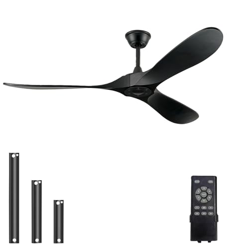 YKXONFA 60" Modern Ceiling Fan, 3 Blade Walnut Wood Matte