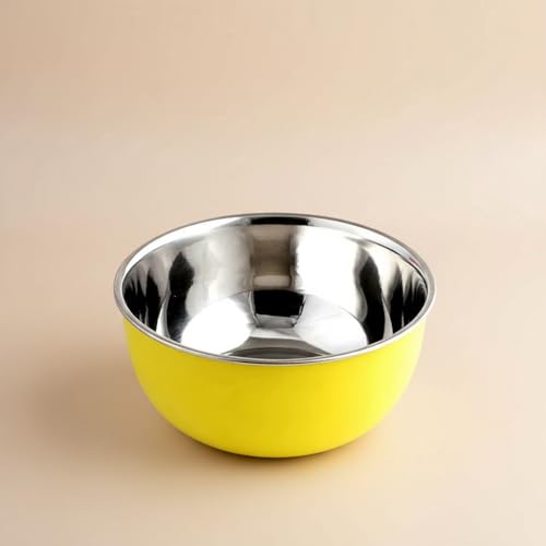 Image of Zaib Stainless Steel Microsafe Serving Bowl - 600ml Insulated Snack & Dessert Bowl (14 cm) (Yellow)