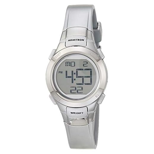 Armitron Sport Women's 45/7012SIL Digital Chronograph Silver-Tone Resin Strap Watch