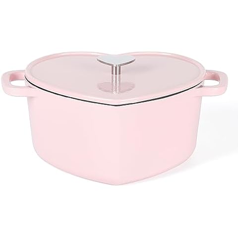 Martha Stewart Heart Shaped 4-Quart Enamel Cast Iron Dutch Oven - Pink Cover