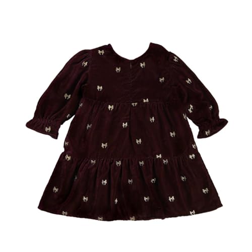 Image of miniklub Baby Round Neck Knee Length Woven Cotton Dress With Hairband (Maroon Color)