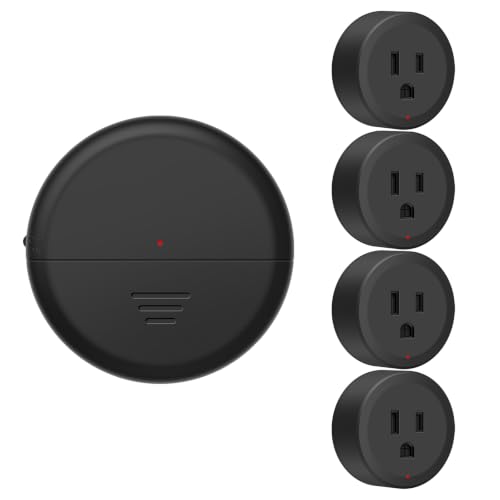 Greencycle Black Wireless Motion Sensor Outlet 4 Plugs,Auto On/Off Switch