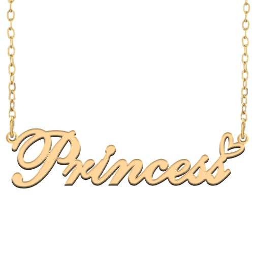 RONKAHSHOW Princess Custom Pendant Name Necklace Customized Personalized with Heart Necklace Best Gift for Women New Year Birthday Mother’s day Christmas wedding Party G