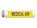 ComplianceSigns.com Medical Air (Black Legend On Yellow Background) Pipe Label Decal, 8x2 inch 50-Pack Vinyl for Pipe Markers