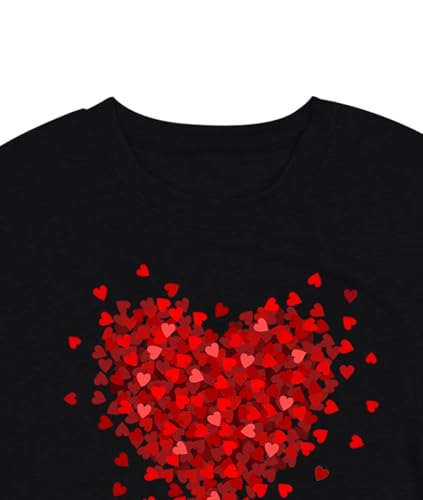 Image of Valentines Shirts for Women Valentine Love Heart Printed Graphic Tshirt Cute Girls Casual Top