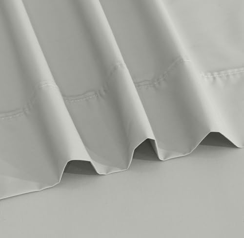 Image of RUVANTI 100% Cotton Percale Sheets Queen Size - Crisp Cooling Bed Sheets for Hot Sleepers, Deep Pocket 16 inch, Soft Breathable & Durable Hotel-Style 4 Piece Set, Silver