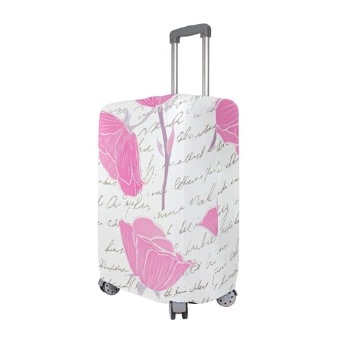 Joisal Luggage Protector Custom Suitcase Covers Pink Flowers White Letter Protection Painting Flight Travel Suitcase Sleeve, L, Fits 26-28 Inch Case3