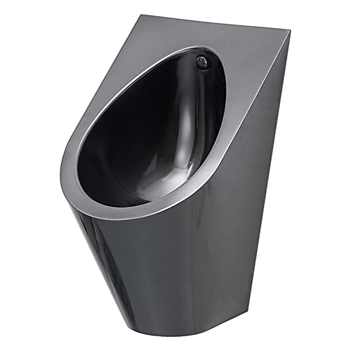OTQEFTN Black Stainless Steel Urinal, Wall-Mounted Automatic Flushing Urinal, Urinal Set with High-Efficiency Flushing Valve, Smart Non-Contact Drainage Urinal