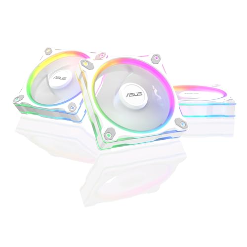 Image of ASUS Prime MR120 ARGB Fan White Triple Pack, 28mm Extra-Thick Frame, Quiet, high-Performance Cooling with PWM Control, 20 ARGB LEDs with Dual-Sided Frame Lighting, Aura Sync Compatibility
