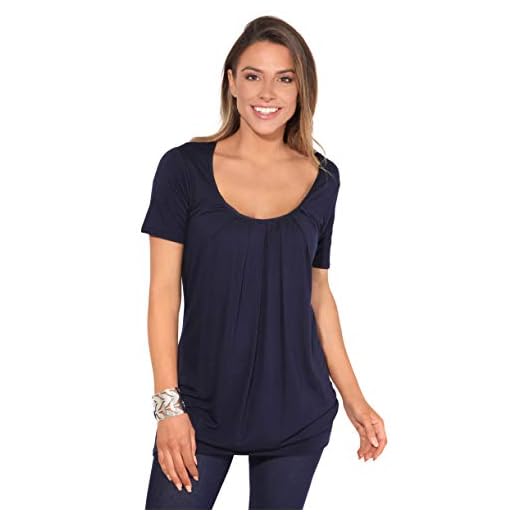 KRISP® Dam basic tröja t-shirt lös veckad vardaglig blus vårtoppar
