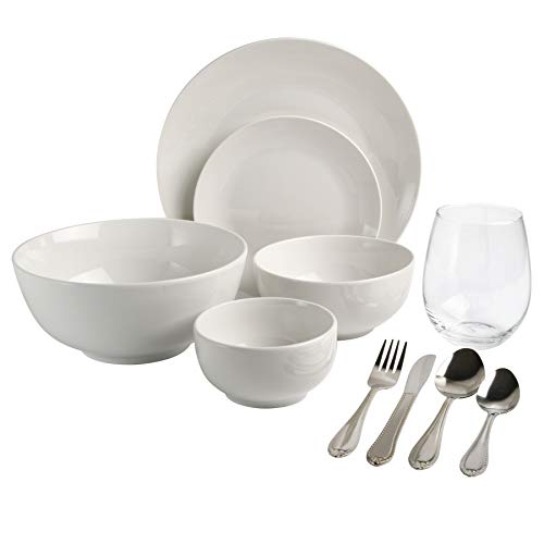 Image of Gibson Home All U Need 60 Piece Plates, Bowls, Glassware, Forks, Spoons, and Knives (Service for 6) Dinnerware Set