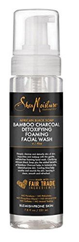 SHEAMOISTURE African Black Soap and Bamboo Charcoal Detoxifying Foaming Facial Wash 7.8 fl oz, pack of 1