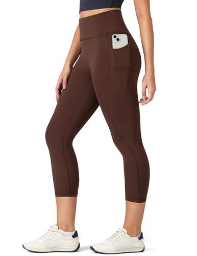 Image of Colorfulkoala Dreamlux No Front Seam Capri Leggings with Pockets for Women - High Waisted 21 inch Buttery Soft Yoga Pants