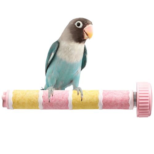 Perchoir pour Cage a Oiseaux,Pierre a Aiguiser pour Bec de Perroquets,Perruches,Calopsittes,Conures et Autres Petits Oiseaux