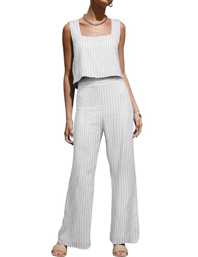 ROYLAMP Women's Summer 2 Piece Outfits Sleeveless Square Neck Top...