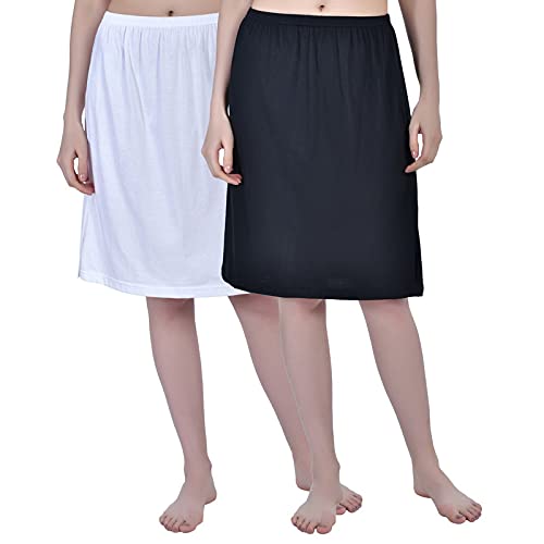 AimlyWomen's Cotton Knee Length Skirt Slip - Pack of 2
