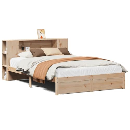 Kangmusi 3322351 - Cama de madera maciza con estante sin colchón (120 x 190 cm, madera de pino)