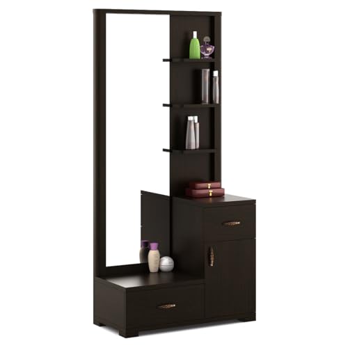 Image of Spacewood Dressing Table | Harmony | 3 Year Warranty | 3 Shelves & 2 Drawer, 1 Shutter Storage, Vanity Table for Bedroom, Living Room, and Home| Engineered Wood | Vermount