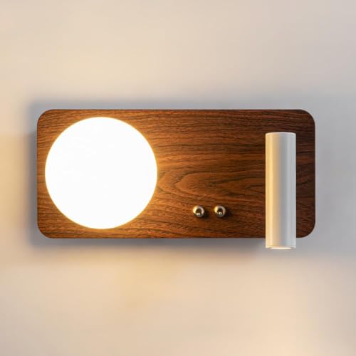 Lampe de lecture murale LED câblée avec interrupteur et spot réglable rectangulaire