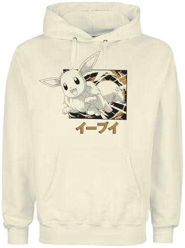 Pokémon Évoli Homme Sweat-Shirt à Capuche Naturel S 80% Coton, 20% Polyester Regular/Coupe Standard