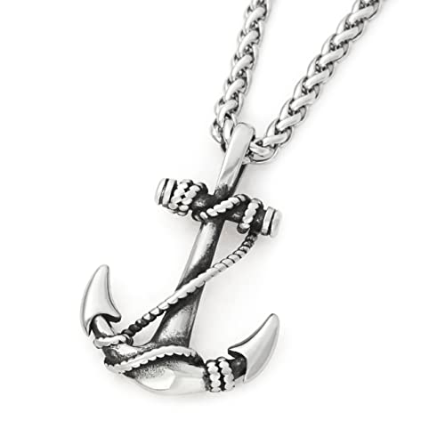 Nautical Rope And Anchor Necklace Stainless Steel Pendant Keel Chain Anchor Jewelry Accessory Men Women2