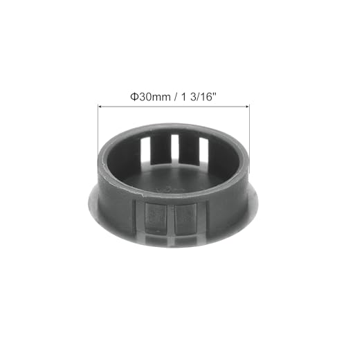 Image of MECCANIXITY 64PCS 30mm(1 3 /16 inch) Dark Grey Plastic Hole Plugs, Flush Type Panel Hole Plugs Insert End Caps for Locking Hole Tubes Furniture Cabinet