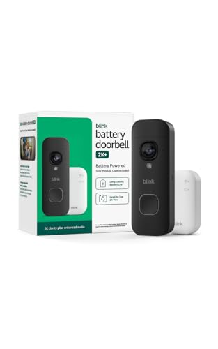 New Blink Video Doorbell 2K+ | Head-to-toe view | 2K video | Enhanced audio | IP65 | Long-lasting battery life | Easy DIY setup | Sync Module Core included – System (Black)